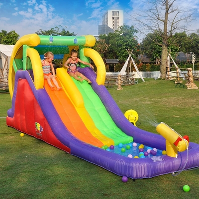 Beeldverhaal 0.55mm pvc 16 Opblaasbare het Waterdia's van Voet met Pool Dubbele Steeg voor Jonge geitjes