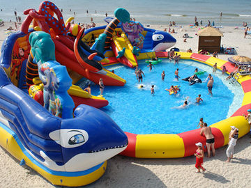 het aangepaste reuzepark van het octopuswater, dolohin dierlijk opblaasbaar waterpark met groot poolspeelgoed