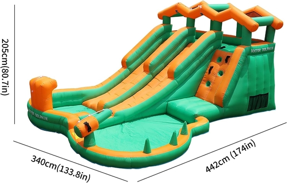 0.55mm het Waterdia van pvc Opblaasbaar voor het Huisslag van de Jonge geitjessprong - omhoog Waterpark met 2 Dia's