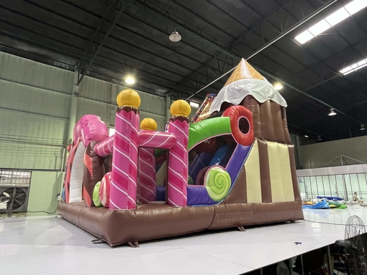 PVC Kids Custom opblaasbare jumpers Huur opblaasbaar bounce huis suiker thema