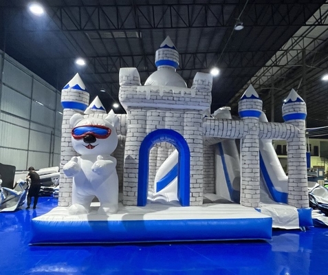 Kind opblaasbare uitsmijter met waterslide