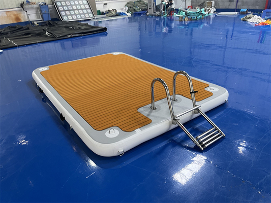 Drop Stitch PVC EVA opblaasbaar zwevend dok met staal trappen voor meer rivier oceaan en zee
