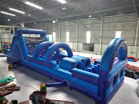 Commercieel Blauw Moderne Bounce House Opblaasbare Hindernisbaan Met Glijbaan Voor Volwassenen Kinderen