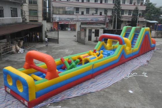 25x3m Opblaasbare 5k stellen het Krankzinnige van het het Spelras van de Hinderniscursus Kasteel van Bouncy in werking