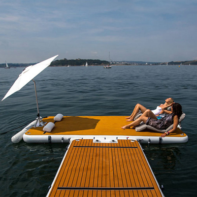 Van het Watermat drop stitch teak wood van SCT Opblaasbaar de Korrel Drijvend Dok