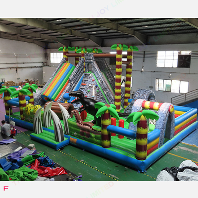 EN71 opblaasbare Pretstad 12x8m het Jurakasteel van Bouncy van het Dinosaurussenthema